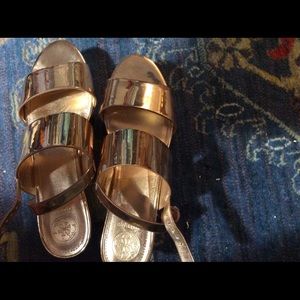 Guess shiny rose gold wedge platform sandals